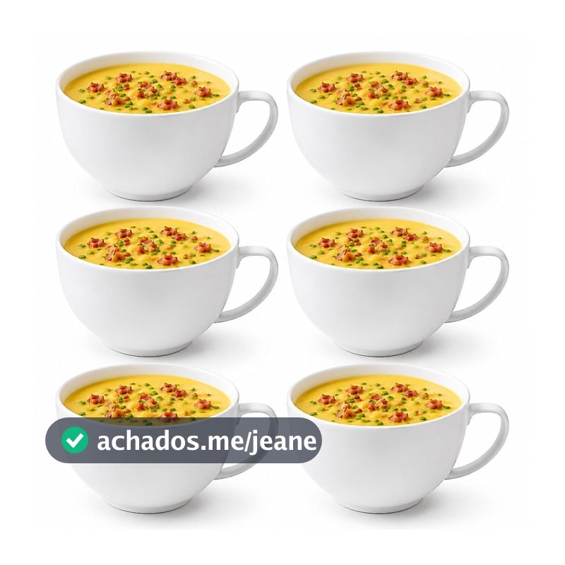 Kit 6 Canecas Jumbo 735ml Jogo Tigelas De Melamina Cumbuca Consumê Para Caldos e Sopas