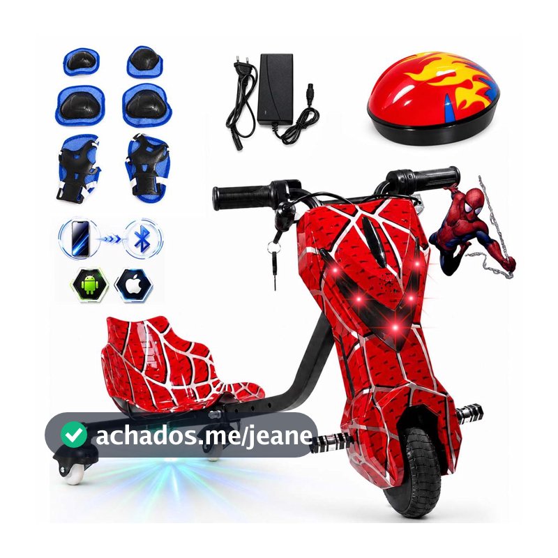 Ambito Dlux Triciclo Infantil Elétrico Drift 350W 36V Bluetooth LED Luzes Coloridas Autonomia 10KM
