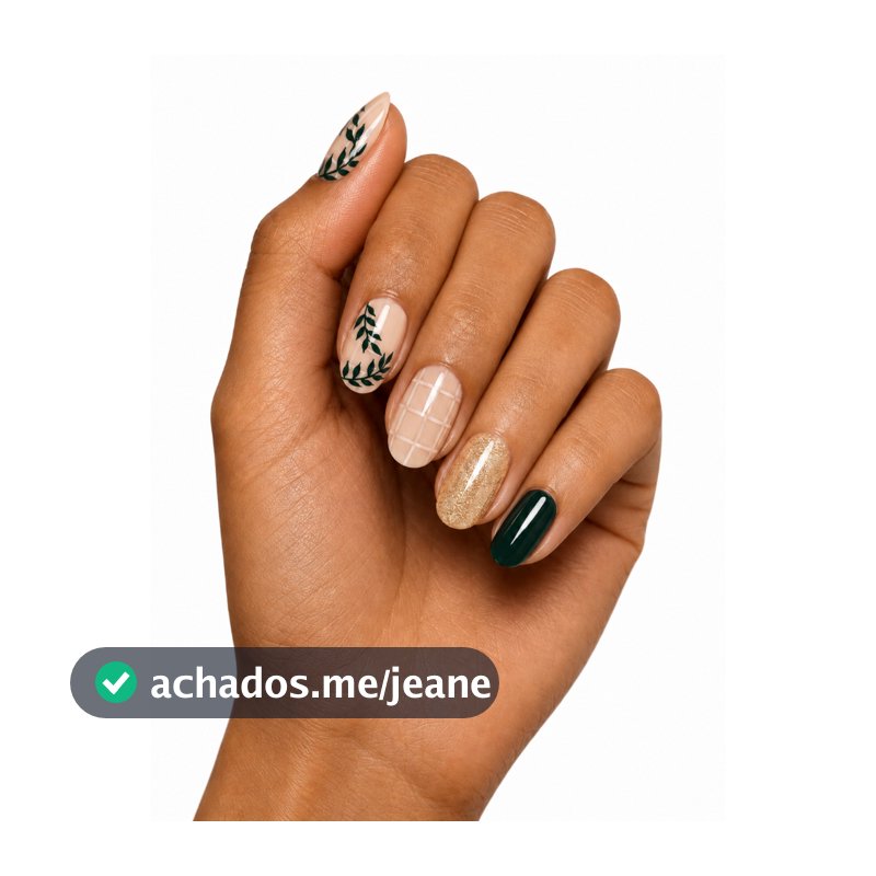 Kit Unhas Posticas Oval Curta Estilo Coreano 24pcs com Adesivos em Gel