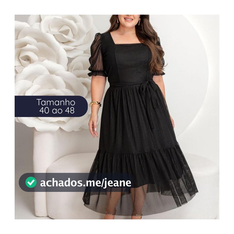 Vestido Feminino Mídi Tule Forrado LUXO