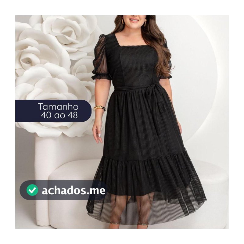 Vestido Feminino Mídi Tule Forrado LUXO