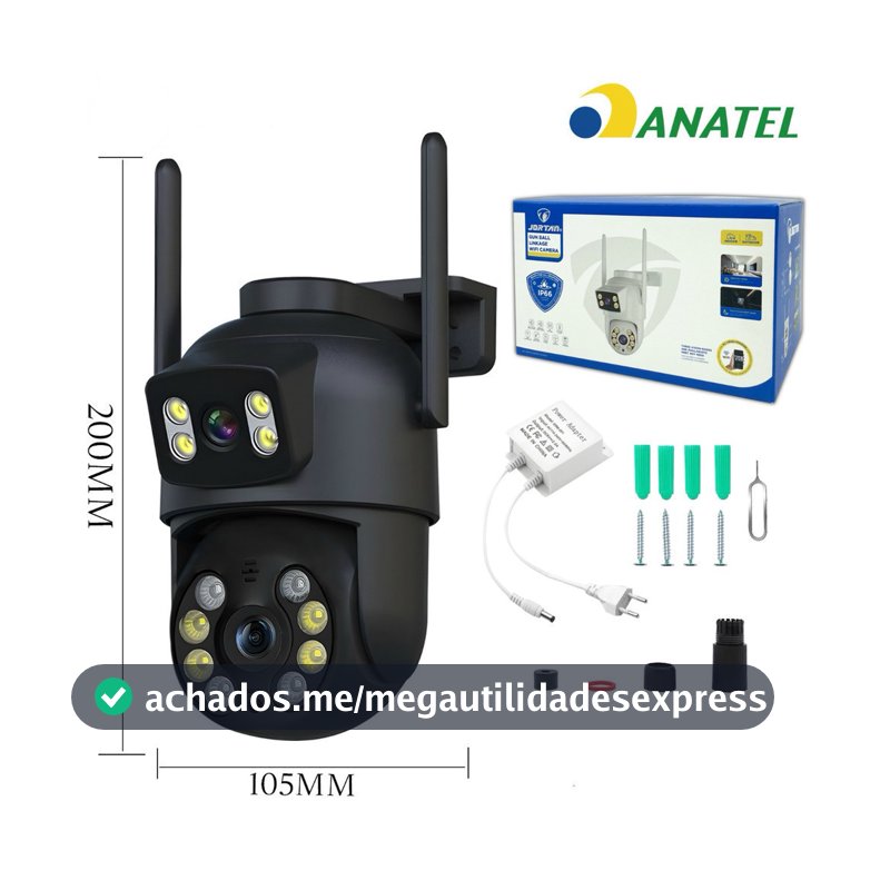 Câmera de segurança YOOSEE IP66 Wi-Fi com lente dupla e sensor de movimento 360° ANJGG