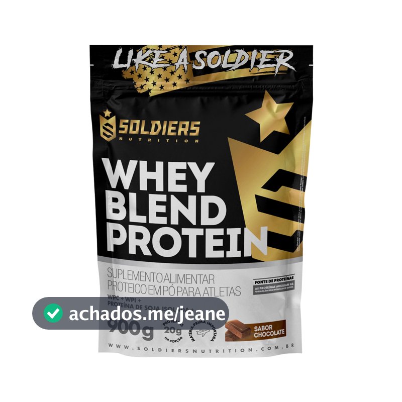 Whey Blend Protein Concentrado e Isolado 900g Soldiers Nutrition Suplemento Proteína Muscular Recuperação