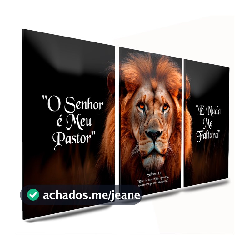 quadros decoraçao sala leao frases o senhor meu pastor e nada me faltara