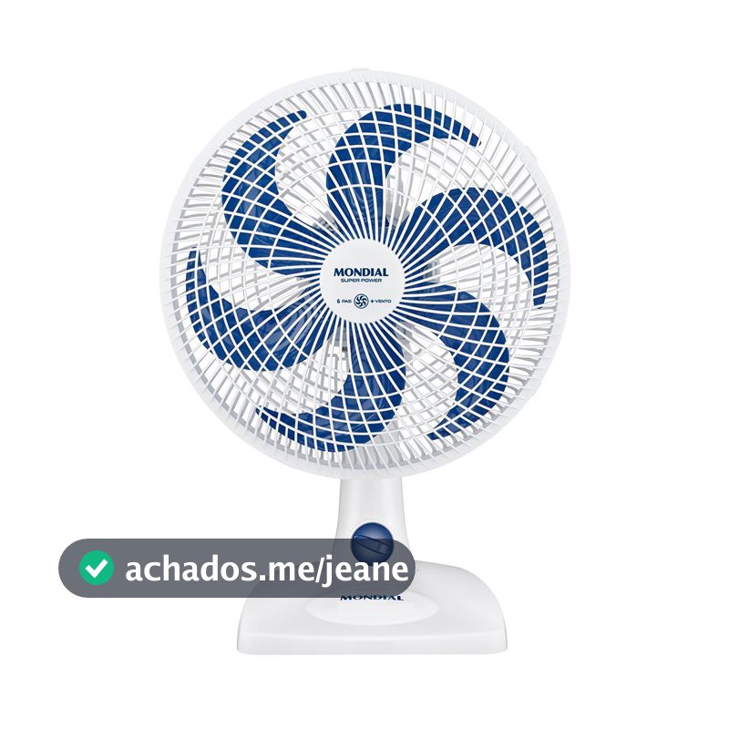 Ventilador De Mesa Mondial Super Power 6 Pás 60W 30Cm Branco e Azul Escuro VSP-30-W - 127V