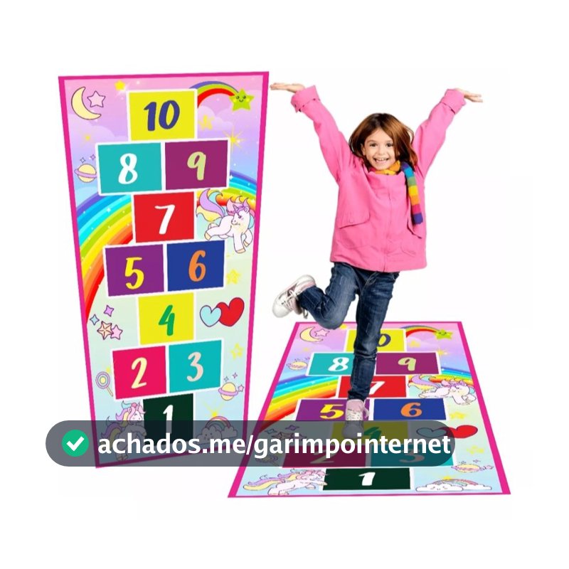 Tapete Amarelinha Infantil Em Lona tema Unicórnio, Feminina, Melhor Que Eva, Não Rasga, Jogo da Amarelinha Jogo pedagógico, Brinquedo para presente de aniversário, dia das crianças e natal, para menina. 2 e 3 anos, 4 e 5 anos, 6 e 7 anos,  8 e 9 anos