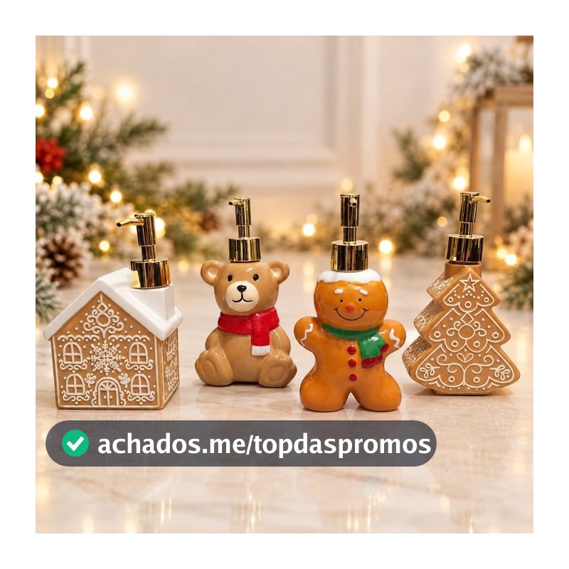 Porta Sabonete Natalino Decoração de Natal Gingerbread Pinheiro Ursinho Casinha Porcelana