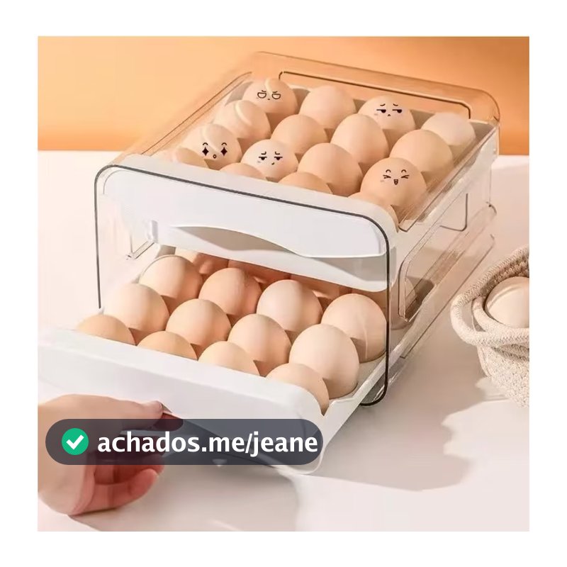 Gaveteiro Empilhável Porta Ovos Duplo Compartimento para 32 Ovos Organizador de Geladeira