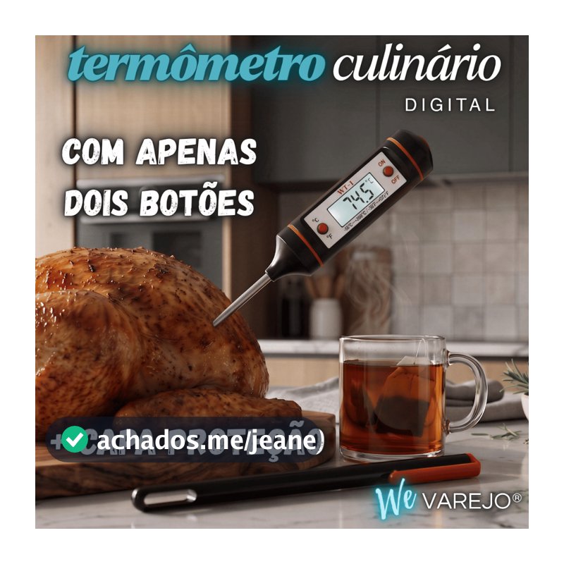 Termômetro Culinário Digital Para Medir Temperatura em Alimentos com Capa Protetora Preto - We Varejo
