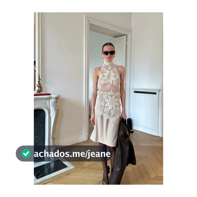 Magda butrym feito à mão crochê Halterneck malhas blusa oca colete de duas peças feminino