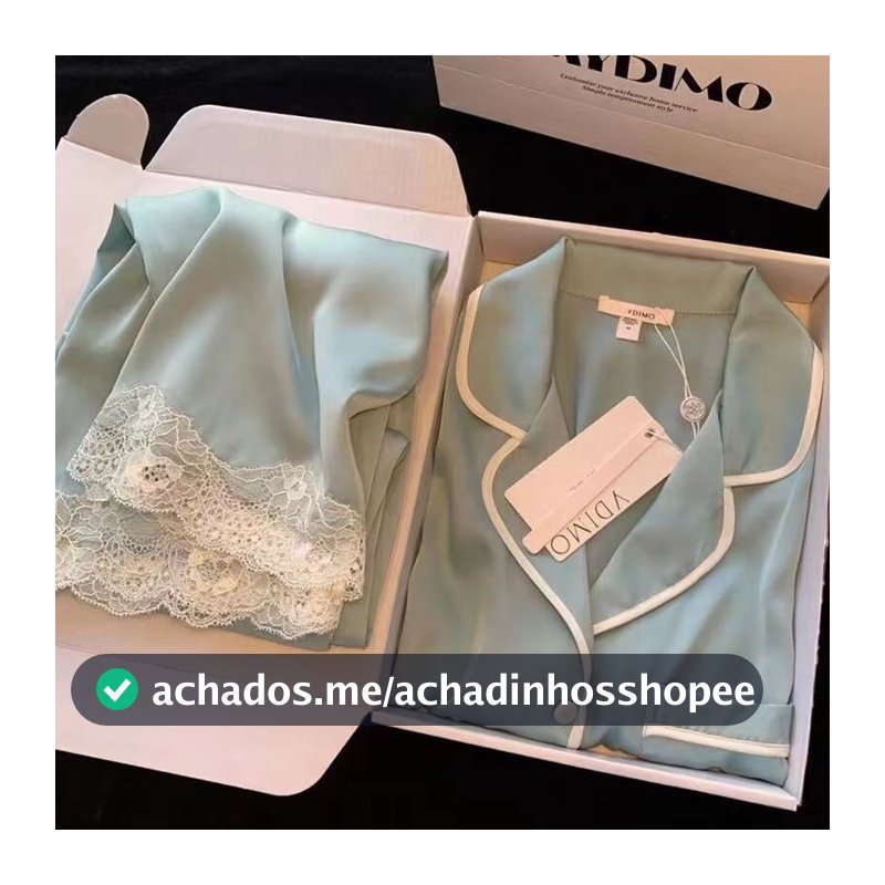 Pijamas de Seda Gelada para Mulheres com Mangas de Compressão Conjunto de Seda Fino e Confortável para Uso Diurno