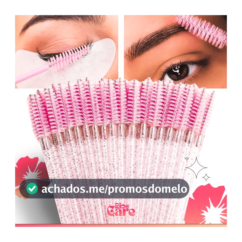 Kit 50/100/200 Escovas Escovinhas De Cílios E Sobrancelha Descartáveis Com Glitter