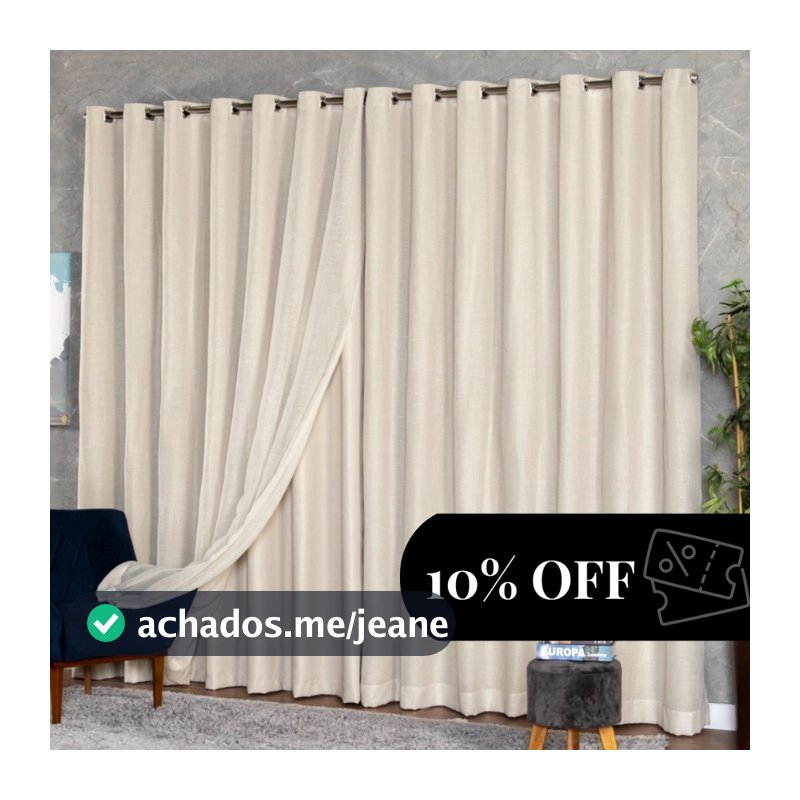 Cortina Voil Gaze De Linho Com Forro Blackout 6,00 x 2,30/ 2,40/ 2,50/ 2,60/ 2,70/ 2,80 VARAO