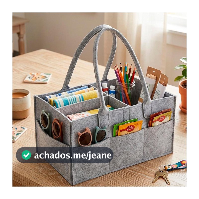 Cesto Organizador De Feltro Premium Espaçoso Com Alças Para Fraldas Brinquedos E Livros