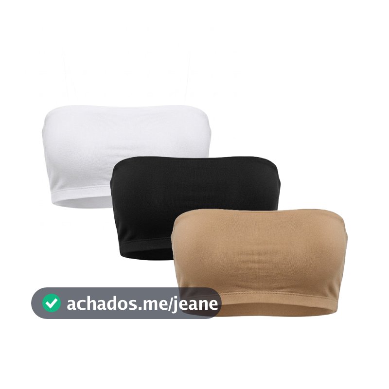 Kit 3 ou 2 Top Sem Bojo Tomara que Caia Faixa Cropped Alta Sustentação Feminino