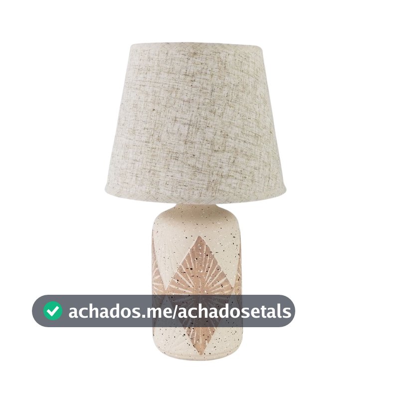 Abajur de Quarto Luminária de Mesa Cor Areia e Cúpula Palha
