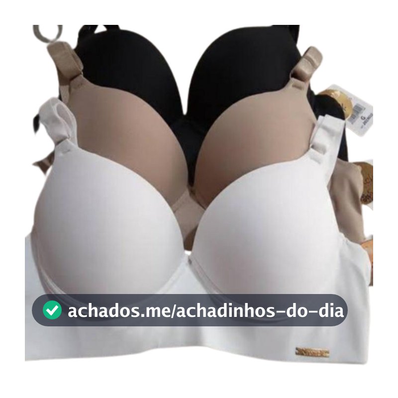 Kit com 3 Sutiã Básico Reforçado de Microfibra Com Bojo do P ao GG PROMOÇÃO