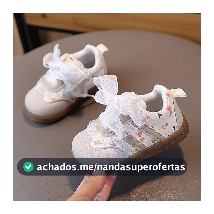 Tênis Infantil Sapatinho de Bebê Unissex Menina, Sola Antiderrapante para Primeiros Passos