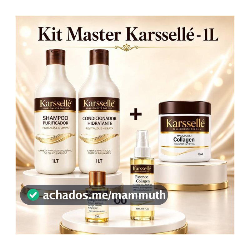 Kit Shampoo 1LT + Condicionador 1LT + Máscara 500g + Oleo 7ml OU 60ml - Karssellé