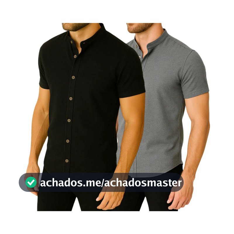 Kit 2 Camisa Manga Curta Gola Padre Masculina Trabalho
