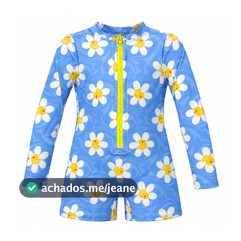 Macaquinho Infantil Feminino Proteção UV 50+ Estampado com Zíper