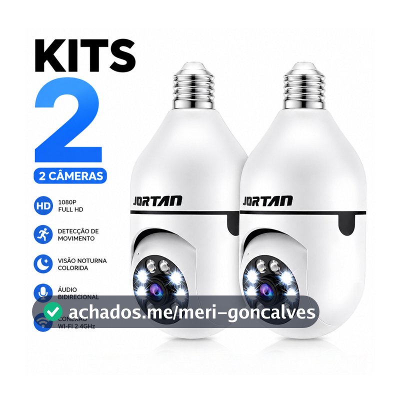 Kit 2 Security Cameras CCTV Home Lamp Bulb E27 House 360 Auto Night Vision Interior Wifi Yousee