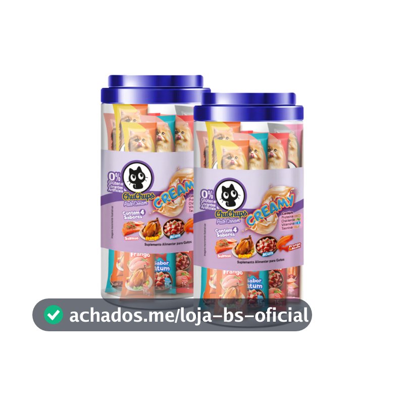 Kit 2 Potes ChuChups Cream Tubo Sortido Para Gatos Premium
