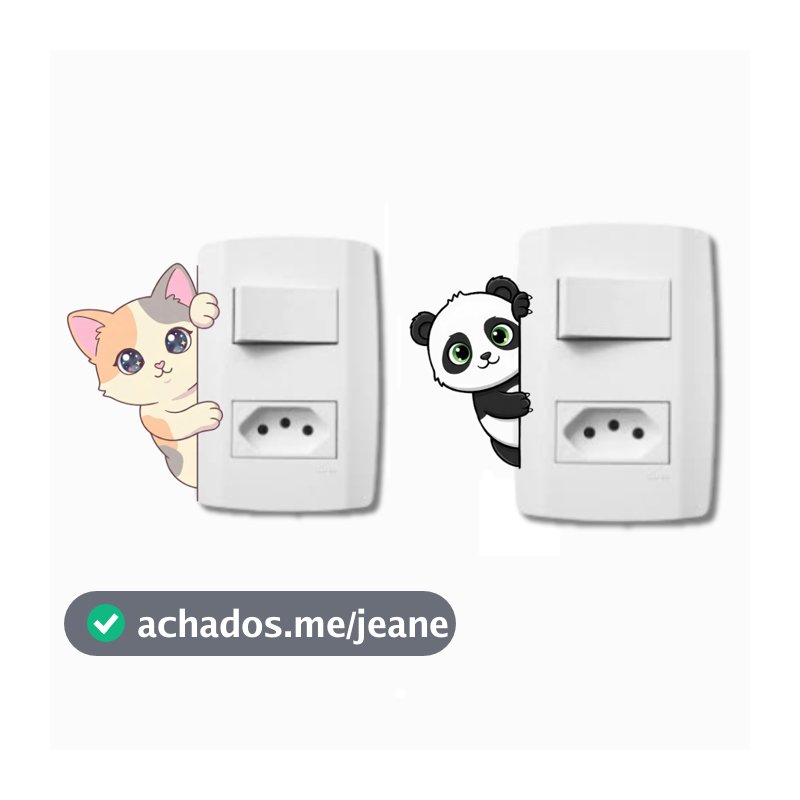 Adesivo para Interruptor Gatinho Panda Quarto Infantil Decoração Bebê Criança Vinil