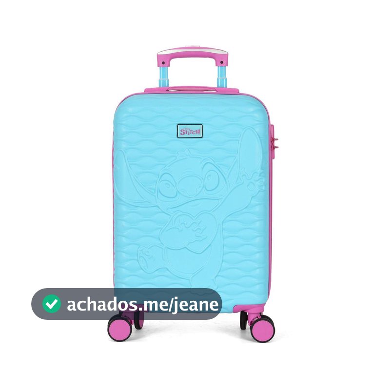 Mala de Viagem Bordo Infantil ABS Dupla Face Rodas 360 Stitch Angel Disney