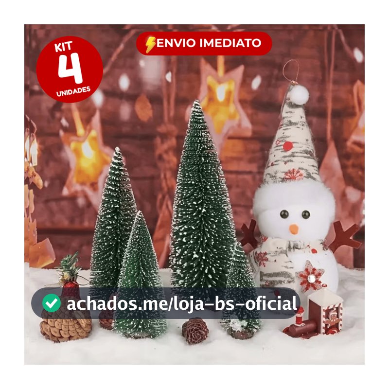 Kit 4 Mini Árvores de Natal Pinheiro Decorativo Enfeite Natalino para Mesa Presépio