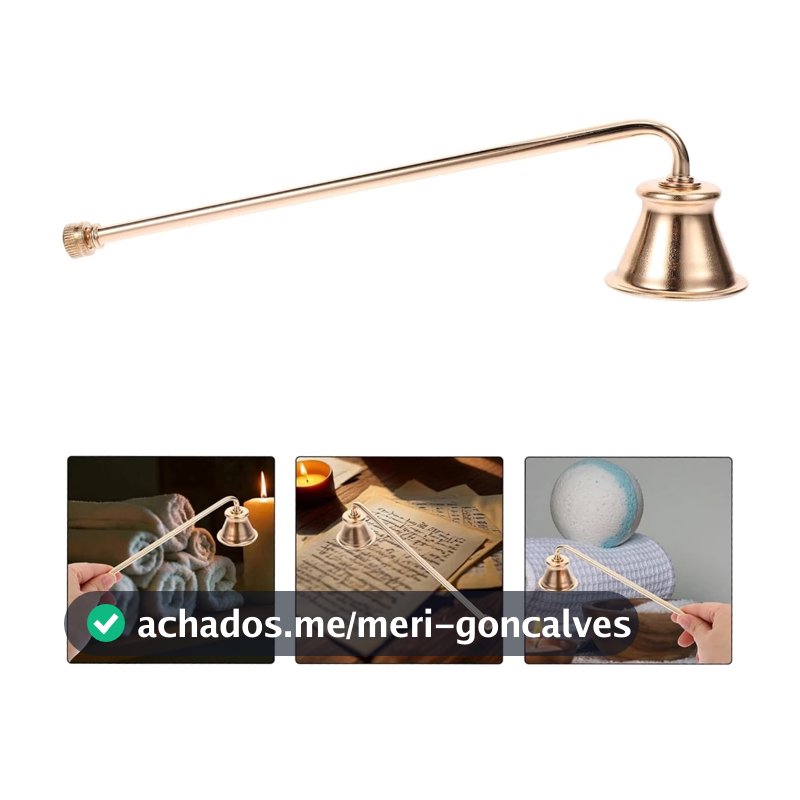Apagador de Vela Dourado em Aço Inox Formato Sino Acessório para Velas