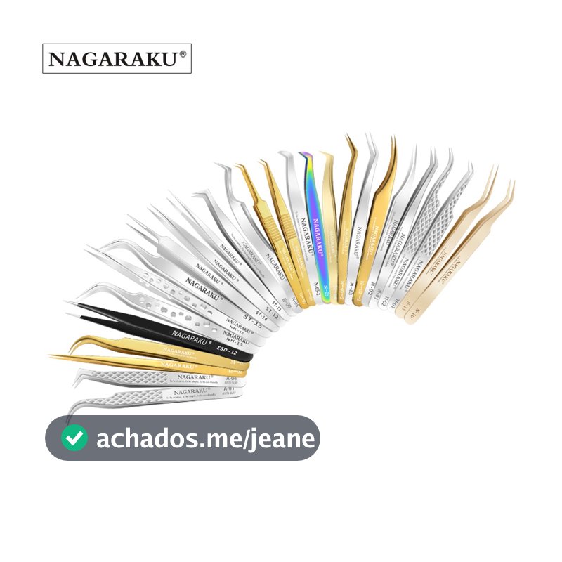 Pinça De Aço Inoxidável NAGARAKU Com Curva Reta Para Extensão De Cílios