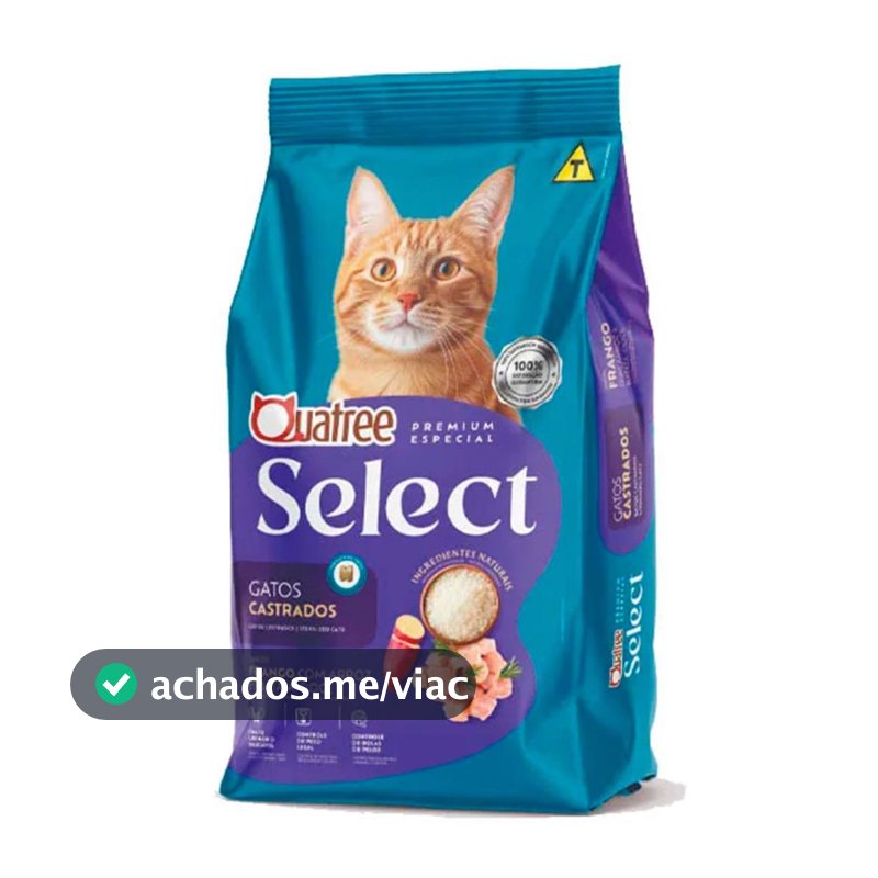Ração Quatree Select Gatos Castrados Frango e Arroz 10kg