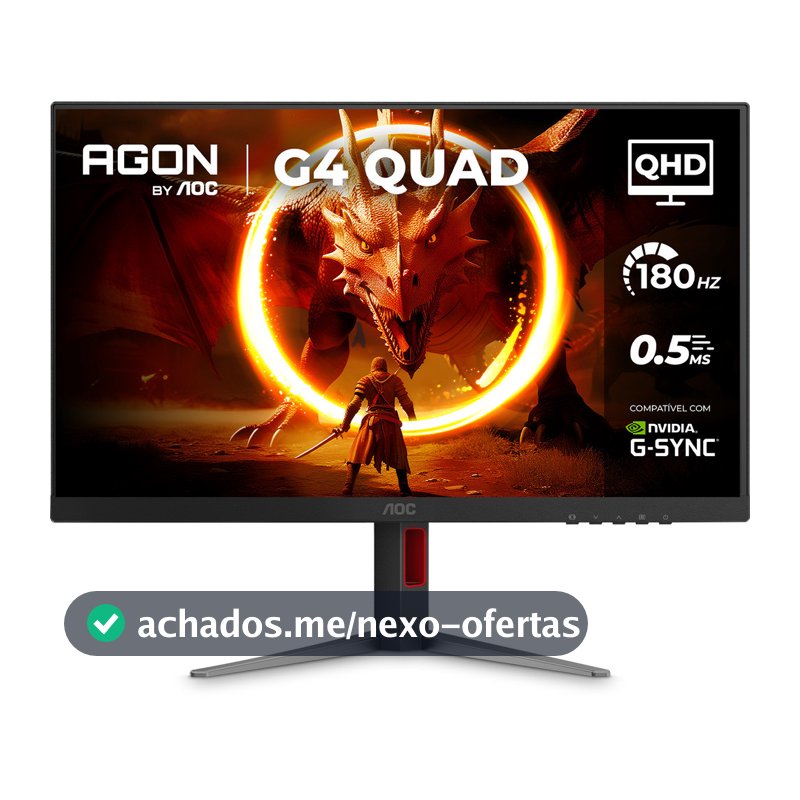 Monitor Gamer AOC AGON QUAD 27" QHD 180Hz 0,5ms IPS HDR10 Base Ajustável Q27G4F