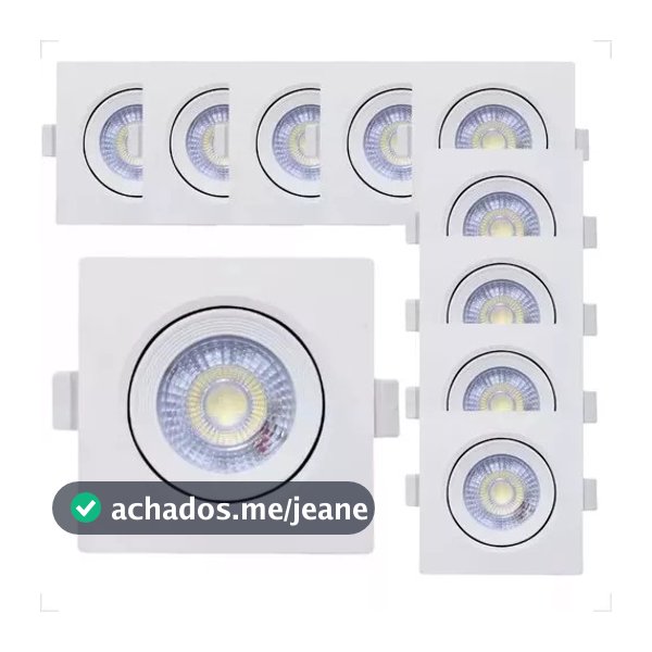 Kit 10 Spots LED Embutir 7W Quadrado Redondo  3000K 6500K Branco Quente Frio Bivolt