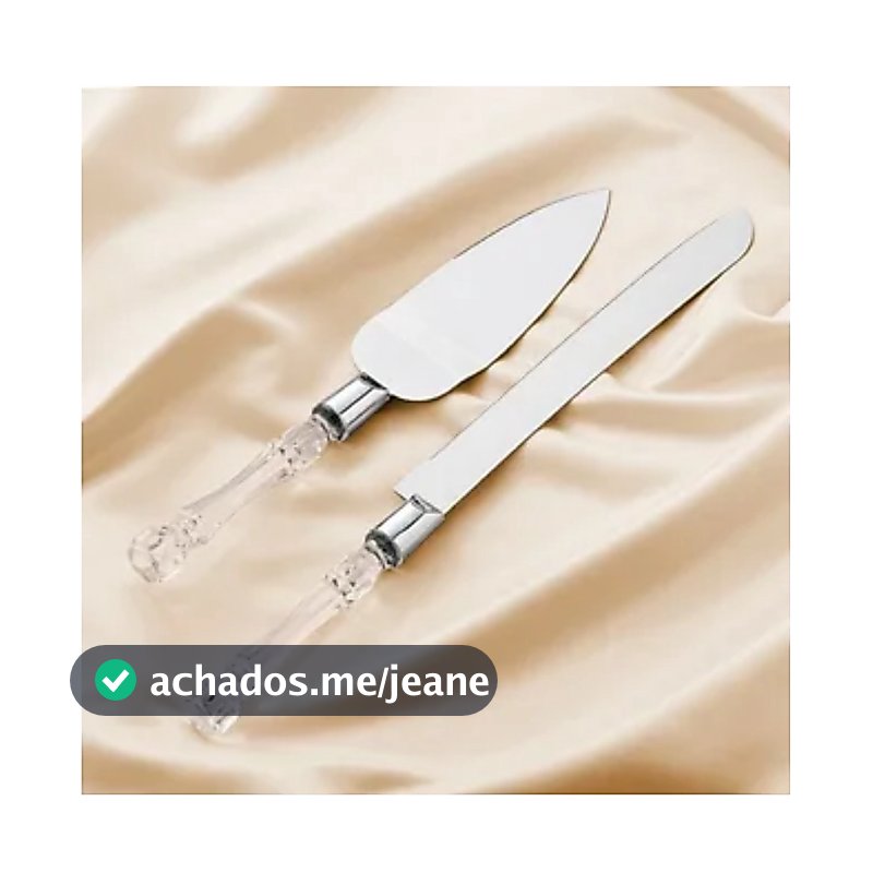 Jogo de Espátula e Faca para Bolo 2 Peças  Tortas Pães Cozinha Aço Inox Cabo Acrílico