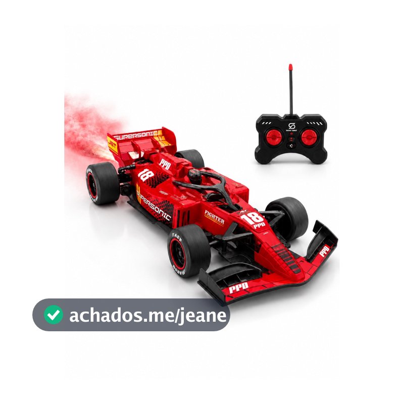 Carrinho Fórmula 1 Infantil Controle Remoto Recarregável Solta Fumaça Brinquedo de Corrida