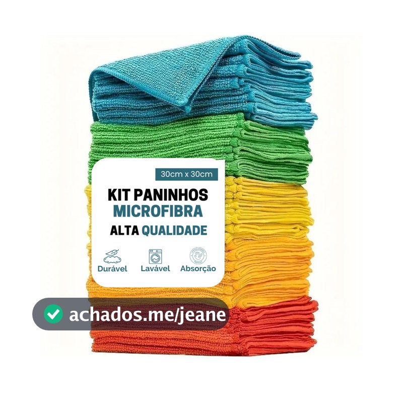 Kit Pano De Limpeza Microfibra Multiuso 5 10 15 20 Unidades Toalha Alta Absorção 30x30cm Automotivo