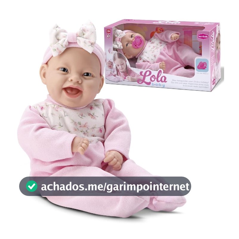 Boneca Lola Baby Com Chupeta Rosa Bebê Menina Brinquedo Infantil -Bambola