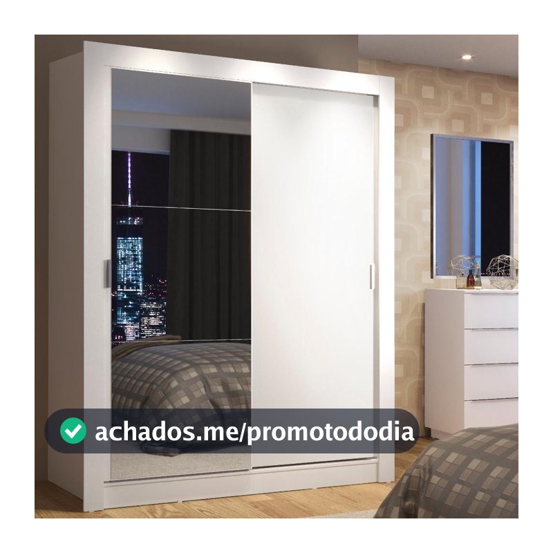 Guarda-Roupa Solteiro Madesa Denver 2 Portas de Correr com Espelho B