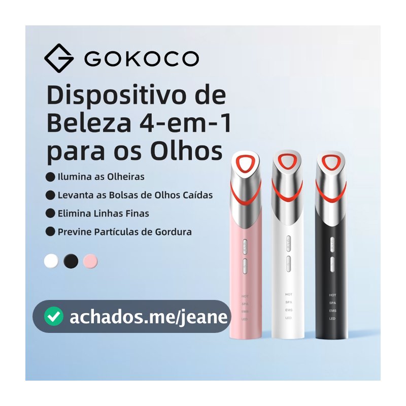 GOKOCO Massageador para Olhos 4 em 1 com EMS, LED, Compressa Quente e Vibração, Recarregável USB-C
