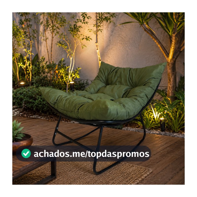 Poltrona Aconchego Balanço com Almofada Drytex Estrutura de Ferro Preta