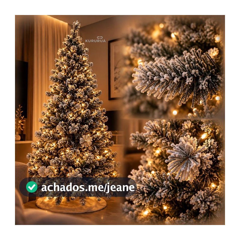 Árvore De Natal Pinheiro Grande 210cm 1200 Galhos Nevada Gorda Cheia Natalina Nevada Realista