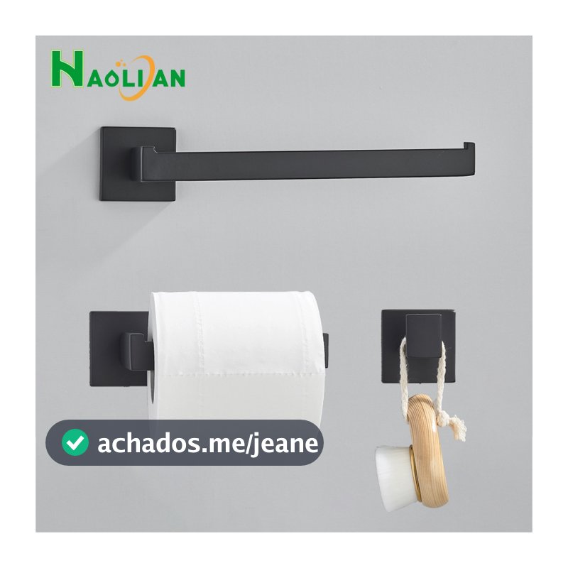 Porta Papel Higiênico Alta Qualidade Gancho Banheiro Aço Inox 304 Suporte Banheiro Porta Toalha Preto