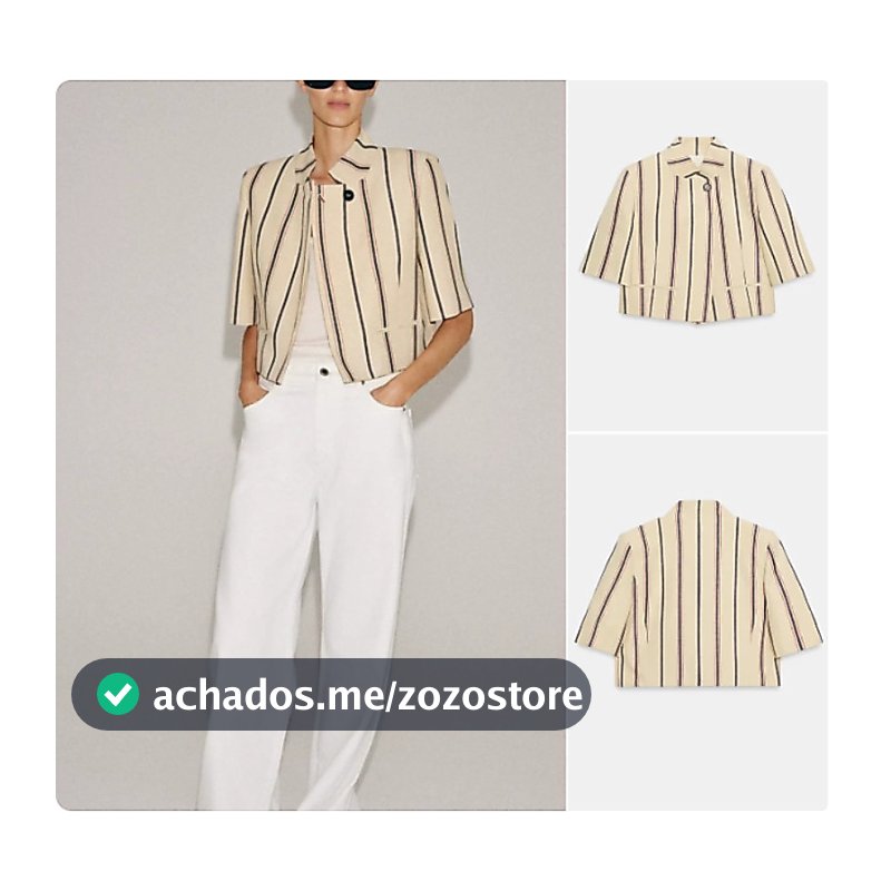 Europeu americano 2026 verão novo estilo feminino manga curta em torno do pescoço listrado Blazer curto7005786