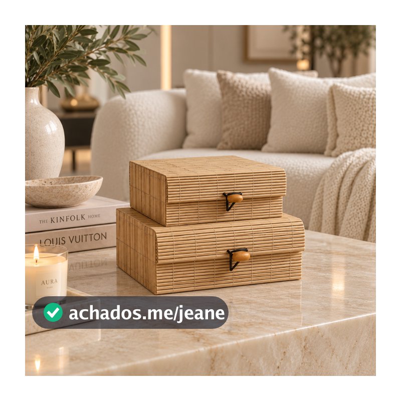 Caixas Decorativas Bambu Madeira Porta Objetos Decoração Sala Estante Escritorio Joias Objetos Controle Tv Remoto