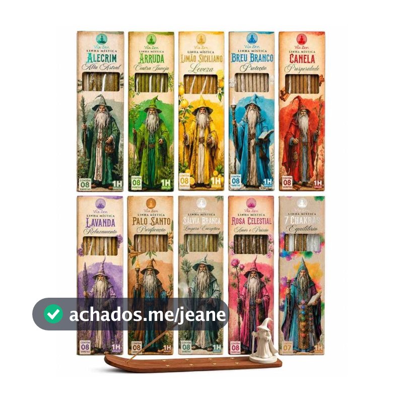 Kit 10 Incensos Natural Magos Místicos Vila Zen c/ Porta Incenso Mago Artesanal