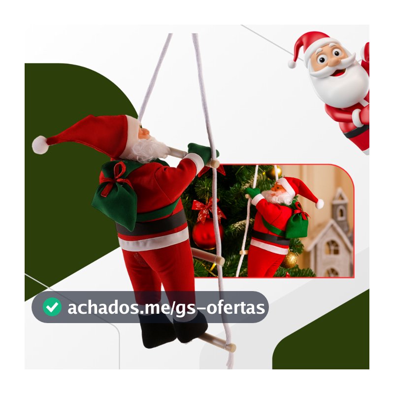 Papai Noel Decoração de natal Escalando Escada Enfeite Natalino Para Arvore de natal Casa 45 cm