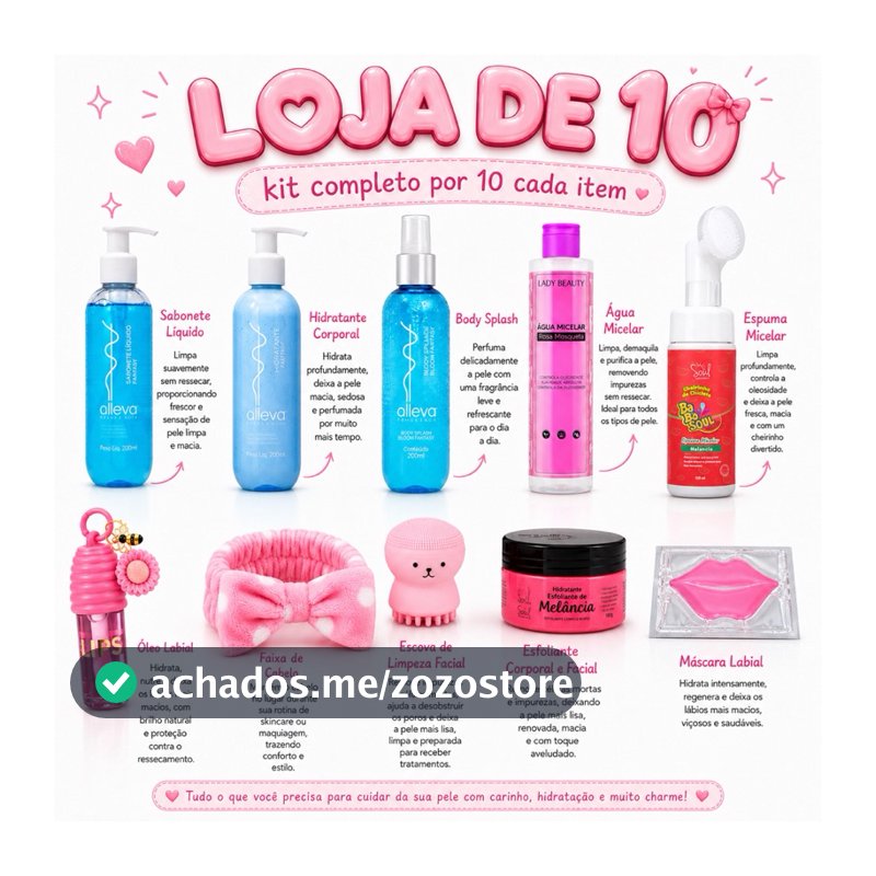Loja de 10 Kit Skincare Feminino Completo com Acessórios e Cuidados Faciais