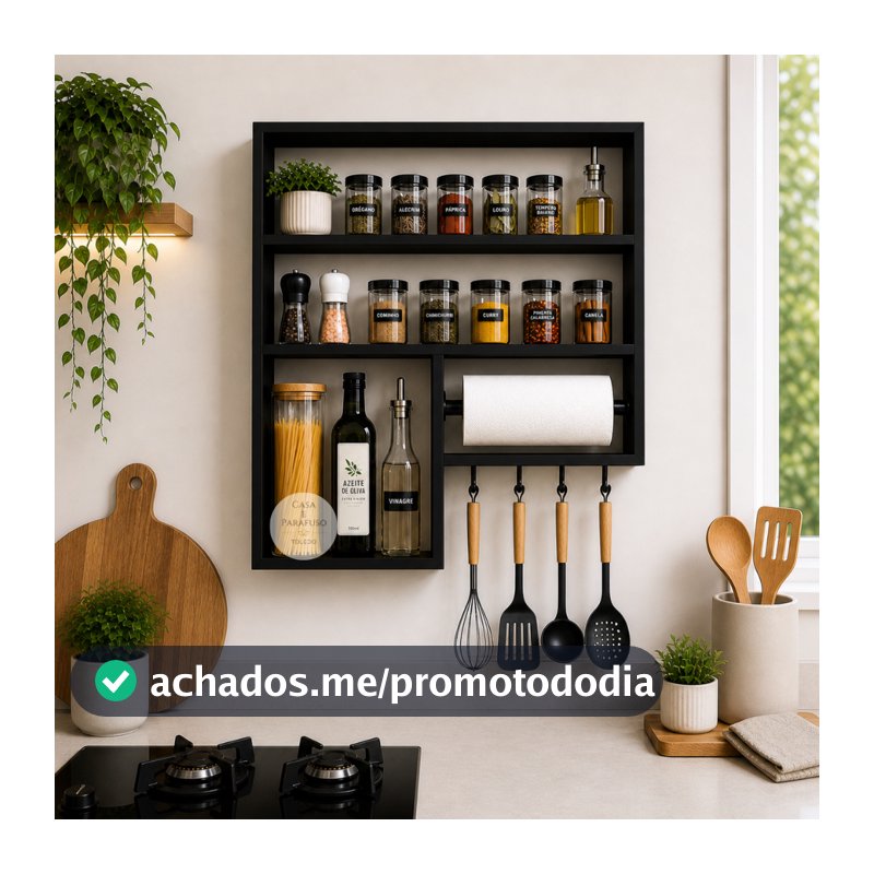 Nicho Porta Tempero com Gancho Para Cozinha Prateleira(13)